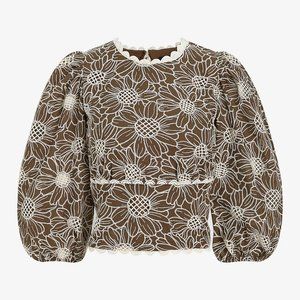 Embroidered Eyelet Open Back Top Size S